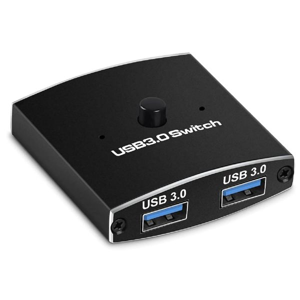 USB 3.0 Switch Selector KVM Switch 5Gbps 2 in 1 Out USB Switch USB 3.0 Two-Way Sharer for Printer Keyboard Mouse Sharing