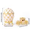 QIFU Hand Painted Easter Egg Decorative Enamel Trinket Box with Mini Carriage(QF5467)