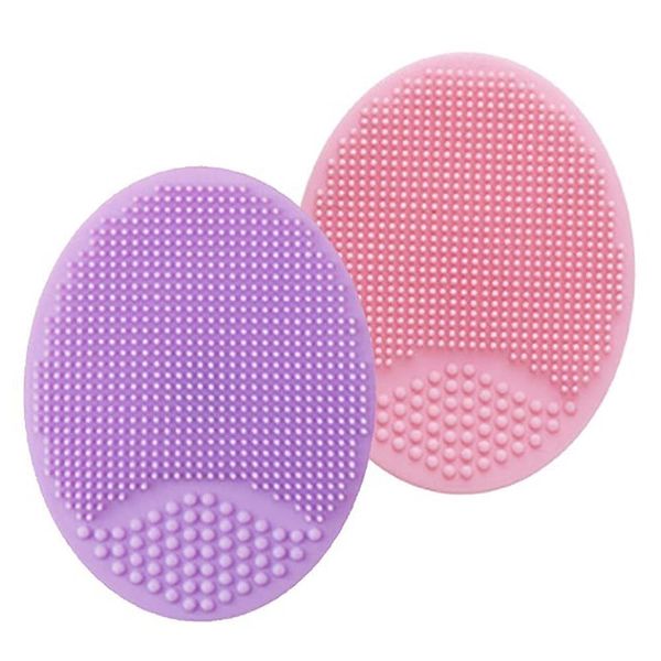 shttown Facial Cleansing Brush, Soft, Skin Care, For Sensitive Skin, Pores, Makeup Removal, Silicone, Exfoliating Plug, Removal, Set of 2 (Pink & Purple)