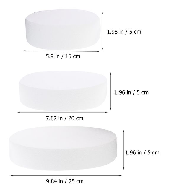 Round Foam Cake Dummy Circle Dummy Cake Set for Wedding White