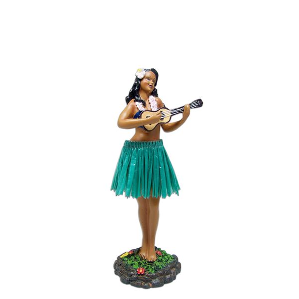 KC Hawaii Leilani Dashboard Hula Doll Playing Ukulele Green 7 inch