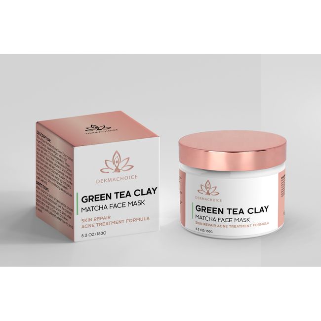 DERMACHOICE Green Tea Clay Matcha Face Mask - Skin Repair Acne Treatment Formula