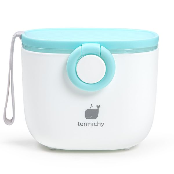 Termichy Baby Formula Dispenser, Portable Milk Powder Dispenser Container with Carry Handle and Scoop for Travel Outdoor Activities with Baby Infant, 8.8OZ, 0.55LB, 250g (Baby Blue)