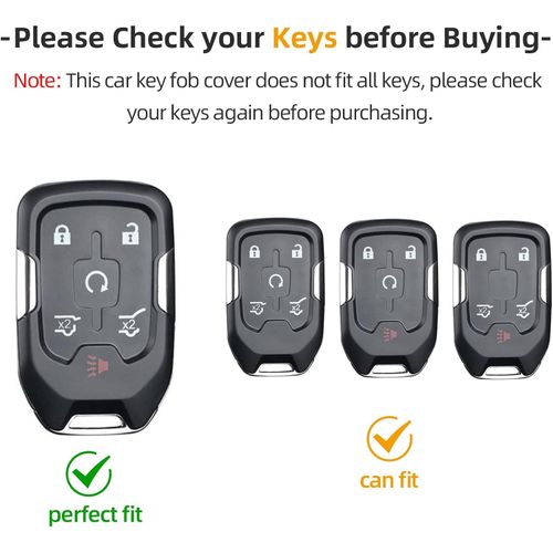 OFF WE GO for GMC Key Fob Cover with Keychain, Soft TPU Key Case Protection Compatible with GMC Chevy Chevrolet Suburban Tahoe Acadia Terrain Yukon XL Smart Car Key Fob Holder, Black