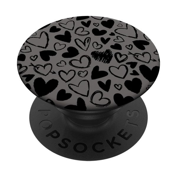 Black Modern Hearts Gray PopSockets Standard PopGrip