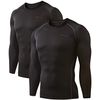 DEVOPS 2 Pack Men's Thermal Long Sleeve Compression Shirts (Large, Black/Black)