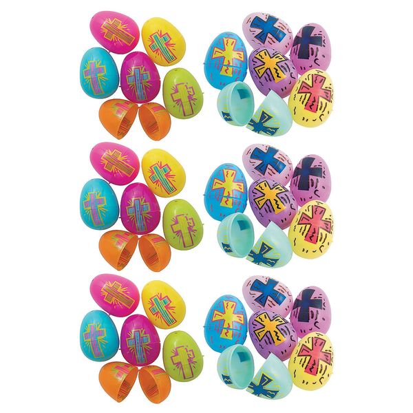 Fun Express Religious Bright & Pastel Plastic Easter Eggs, 2 1/4" Super Mega Bulk 288 Pieces