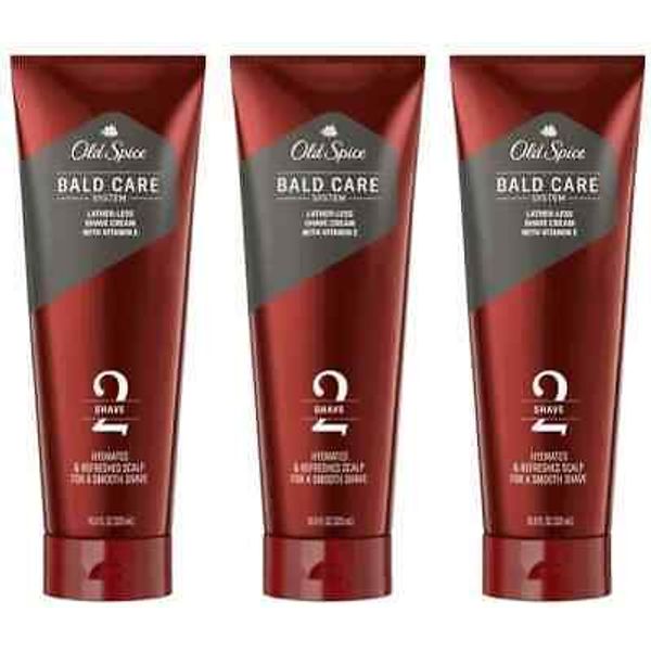 Old Spice Men's Bald Care System STEP2 Shave Cream Vitamin E,  3 - 10.9oz