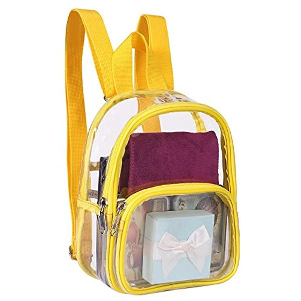 Clear Mini Backpack Stadium Approved, Water proof Transparent Backpack for Work, Security Travel, Concert & Sport Event (yellow)