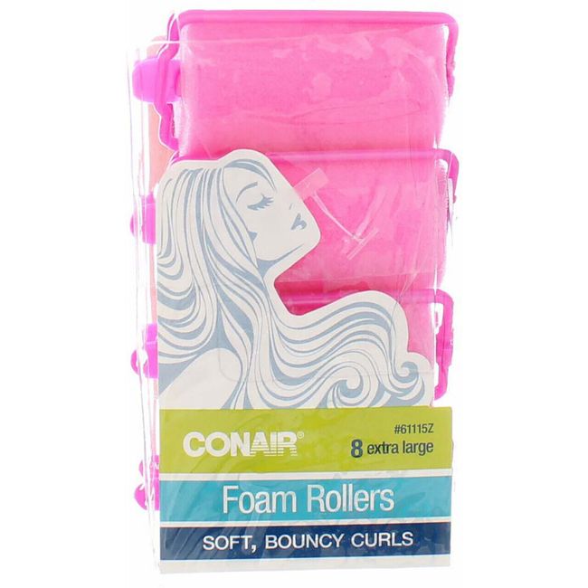 3 Pack Conair Foam Rollers Extra Large Foam Hair Rollers, Extra Large, Pink, ...