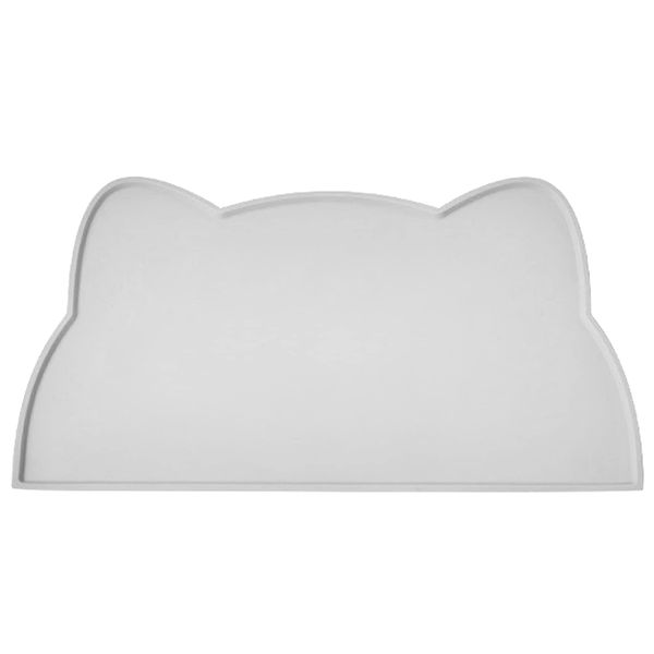 Cat Food Mat, Silicone Pet Feeding Mat Non Slip Dog Bowl Mat Waterproof Tray Cushion (Light Grey)