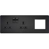 Screwless 13A 2G DP Socket + 2G Modular Combination Plate - Matt Black
