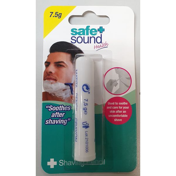 Safe & Sound Styptic Pencil. Stops bleeding from shaving and other minor cuts. 5g.