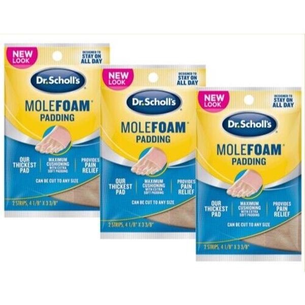 3 Pack Dr Scholls Molefoam Padding Two 4 1/8 X 3 3/8 Strips Each