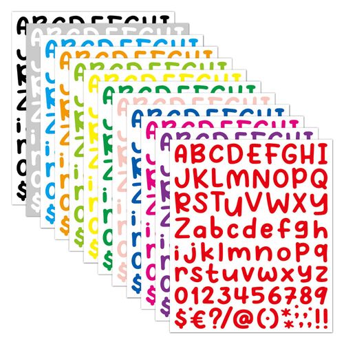 972 Pcs Letter Stickers Set, 12 Sheets Vinyl Alphabet Sticker Kit, 1 Inch Colorful Mailbox Numbers Sticker, Self Adhesive Letters Stickers, Letter Decals for DIY Craft Door Window Cars, Sign, Home