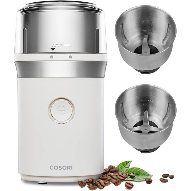 COSORI CCG-U021-WJP Electric Coffee Grinder, 2.5 oz (70 g), Large Capacity, 2 Types of Replacement Blades, 220 W, High Powder, Washable, Coffee Beans, Spices, Grain, Garlic, Powder, Multi-Purpose, PSE Certified, Cleaning Brush Included, Storage Cover Incl