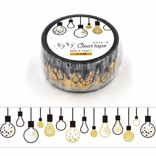 World Craft KCT20-002 Masking Tape, Sparkly Clear Tape, Gold Foil, 0.8 inches (20 mm) Wide