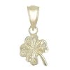 14k Yellow Gold Solid Small Irish Lucky Four Leaf Clover Charm Pendant 0.7 gram