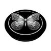 Aesthetic Cute White Butterfly Black Background PopSockets Standard PopGrip