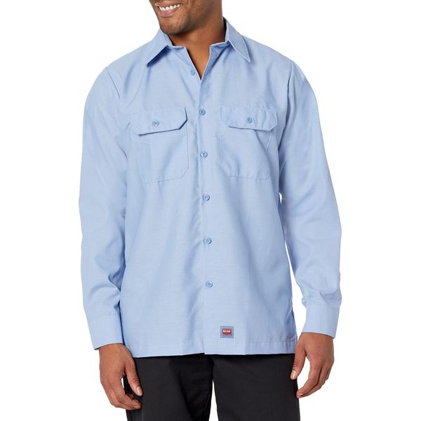 Red Kap Men's Solid Ripstop Work Shirt, Tear Resistant, Long Sleeve Light Blue 2X-Large