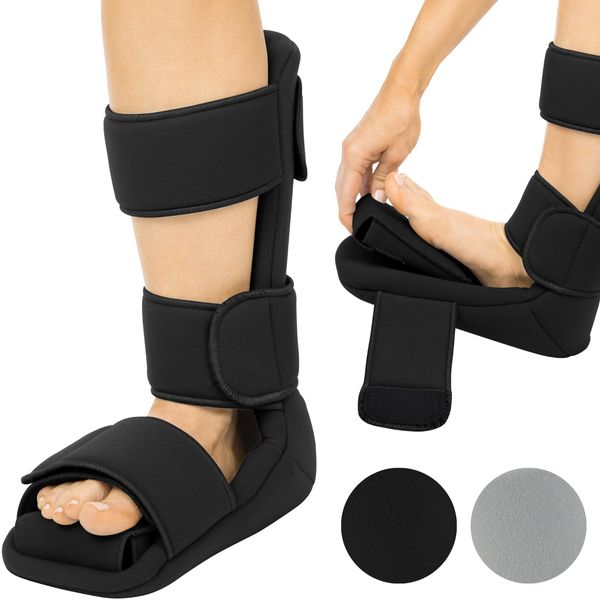 Vive Plantar Fasciitis Night Splint Plus Trigger Point Stretch Wedges - Soft Leg Brace Support, Orthopedic Sleeping Immobilizer Stretch Boot (Small: Men's: Up to 5, Women's: Up to 6.5)