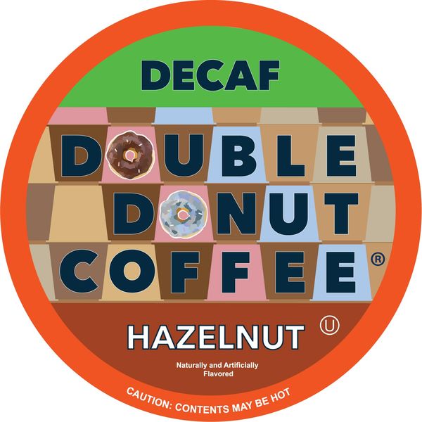 Double Donut Coffee Hazelnut Decaf Coffee Pods Medium Roast Decaffeinated Coffee Pods with Nutty Hazelnut Flavor for Keurig K Cup Machines (SYNCHKG109853) (Pack of 24 )