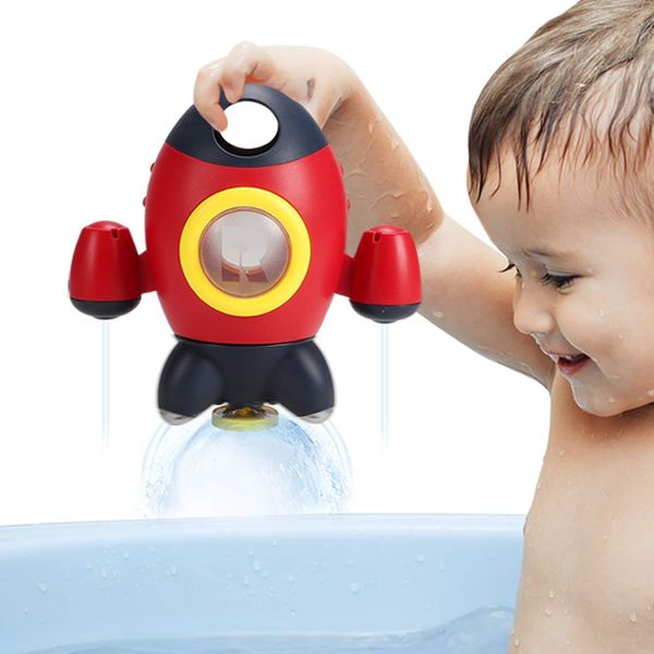 Elovien Bath Toys, Space Rocket Bath Toys for Toddlers 1-3, Spray Water Baby Bath Toys with Rotating Fountain, Shower Bathtub Toys for Toddlers Aged 18 Months 2 3 4 5 Years Old Kids Boys Girls