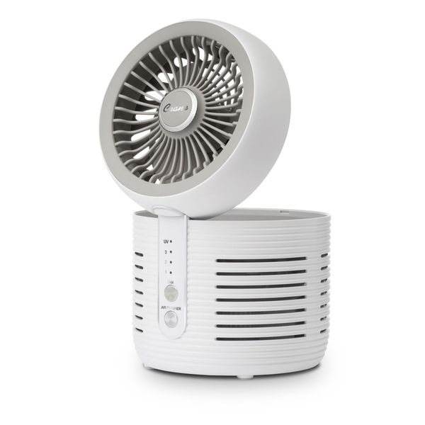 Crane 2-in-1 Air Purifier and Desk Fan, Fan and Air Purifier Combo, Ideal Office Desk Fan, Night Stand Fan, or Mini Fan For Dorm, Small Bedroom Fan, Small HEPA Air Purifier, Small Fan For Desk