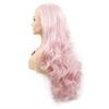 Pink Wig Glueless Lace Front Wigs Long Curly Wavy Pastel Peach Pink Real Hair Wigs for Women Handmade Synthetic Lace Front Wigs Pre Plucked Heat Resistant Cosplay Drag Queen colorful women's wigs 24"