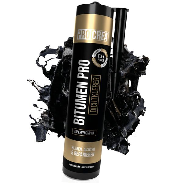 PROCREA® Bitumen Pro "Dichtkleber" [Faserverstärkte Dichtmasse & Kleber] Für alle Reparaturen vom Dach bis zum Keller - Kaltkleber & Abdichtung von Dachrinnen, Dachpappe, Schindeln, Ziegel uvm.