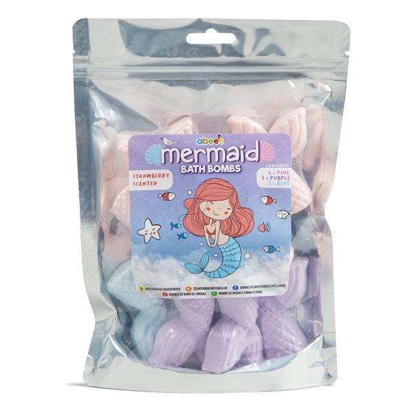 abeec Mermaid Bath Bombs – Bath Bomb Set in Colours: Pink, Purple and Blue – 10 Bath Bombs for Kids – Fizzy Bubble Bath Sets for Children’s Gifts – Bubble Bath