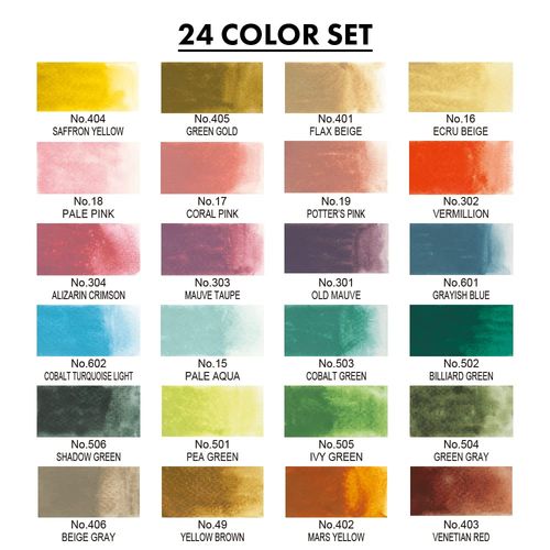 Kuretake MC20/24V/NW Art Nouveau Paints, 24 Colors