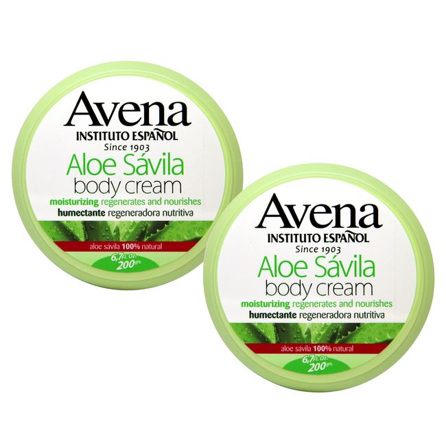 Avena Instituto Español Aloe Savila Body Cream, Moisturizing, Regenerates and Nourishes, 2-pack Of 6.7 FL Oz each, 2 Jars