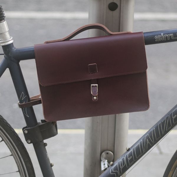 London Craftwork Satchel Bag for Bicycle Frame Natural Leather Wine Brown Satch-Cher