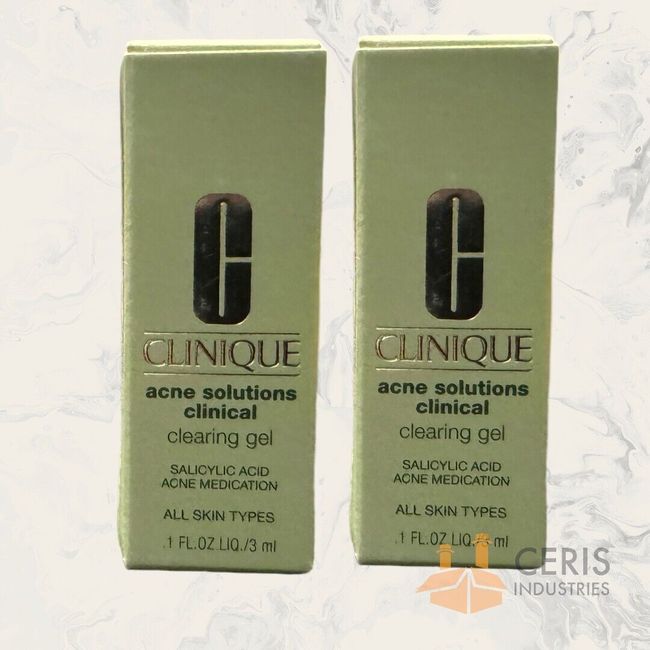 2x CLINIQUE Acne Solutions Clinical Clearing Gel Mini 0.1 oz / 3 ml