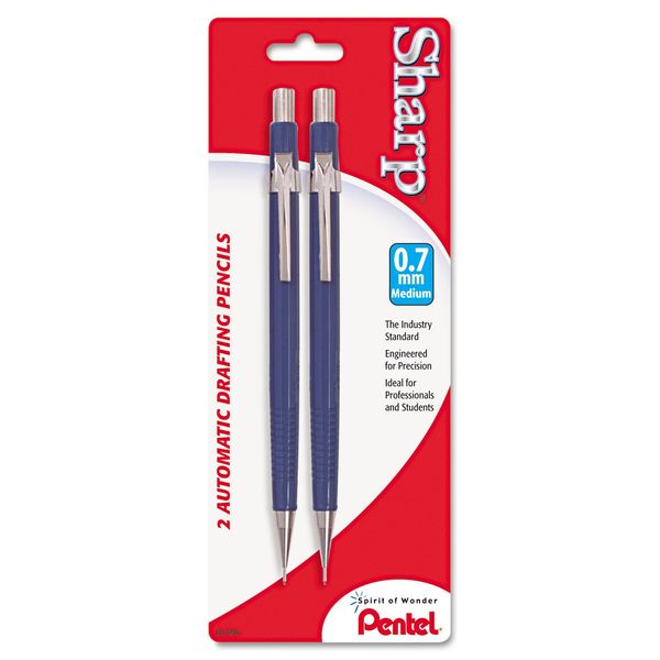Pentel P207BP2K6 Sharp Mechanical Drafting Pencil, 0.7 mm, Blue Barrel, 2/Pack
