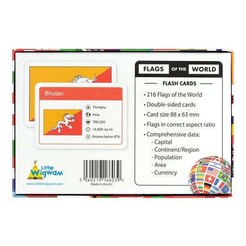 Little Wigwam Flags Of The World Flash Cards - Set of 216 Flags + Country Information