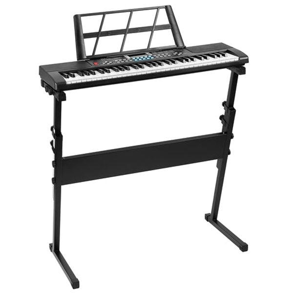 61 Keys Digital Music Electronic Keyboard Electric Musical Piano Instrument Kids Learning Keyboard w/ Stand Microphone For Beginners - Black