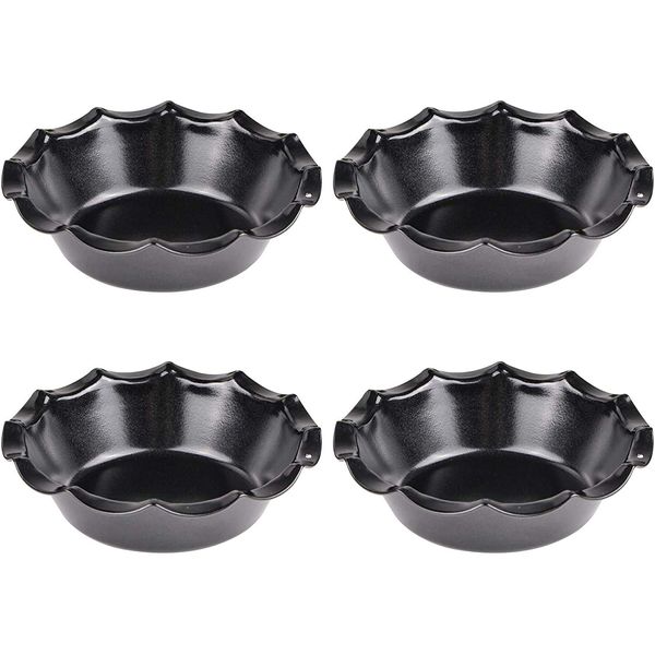 webake Individual Pie Dishes with Ruffled Edge Round Mini Tart Tins 12 cm Non-Stick Coating Quiche Baking Moulds Set of 4