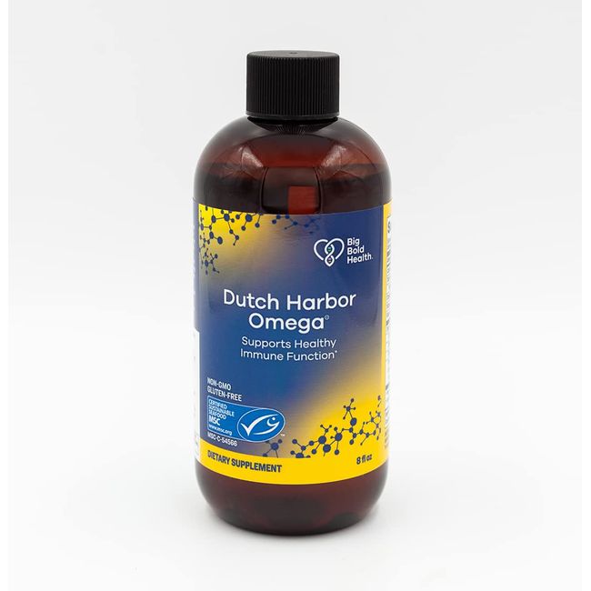 Big Bold Health Dutch Harbor Omega™ | Omega 3 Liquid Fish Oil Supplement | 250mL, 48 Servings, Natural Lemon Flavor |Wild Alaskan Cod Liver Fish Oil | Includes Omega-3 Fatty Acids with DPA, DHA, & EPA