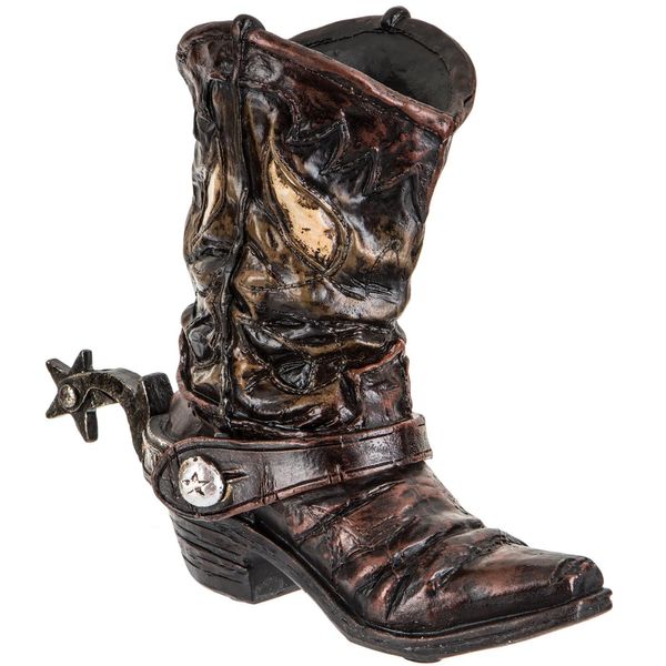 Hobby Lobby Boot-Shaped Vase (Reddish Brown, Beige, Black)