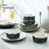 Ceramic Dinnerware Sets, 12 Piece Luxury Bone China Dishware Sets, Green Dishes