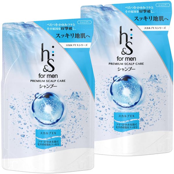 [Bulk Purchase] h&s for men Scalp EX Shampoo Refill, 10.1 fl oz (300 ml) (x 2)