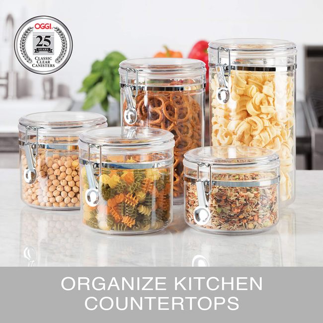 Food Storage Containers with Lids, Clear Pantry Canister Set for