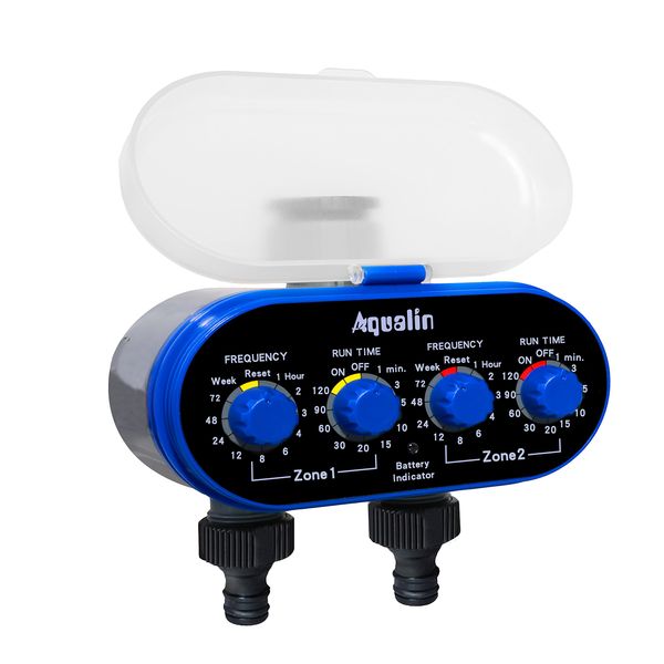 Aqualin Two Outlet Electronic Water Timer Sprinkler Timer Garden Irrigation System Controller Blue