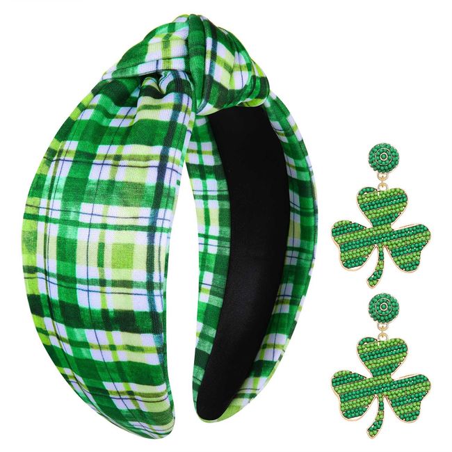 YAHPERN St. Patrick’s Day Headband for Women Green Lucky Shamrock Headband Irish Holiday Wide Top Knot Headband St. Patrick’s Day Outfits Accessories Party Favors Holiday Gifts (St. Patrick's Day 3)