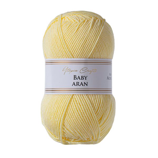 Utopia Crafts Baby Aran Knitting and Crochet Yarn, 100g (Lemon)