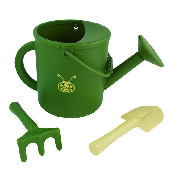 Kids Gardening Tools Set, Avocado /Green Color Beach Toys Set, including Watering Can, Shovel and Raker, Recyclable PP Material, Excellent as Sand Toys or Outdoor Gardening and Beach Essentials