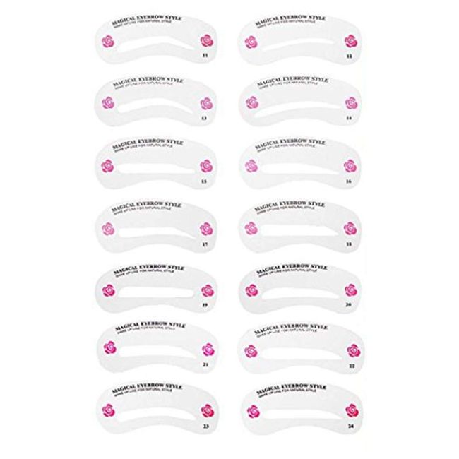 MNoel Eyebrow Template Set of 24 Types for Thick Eyebrows, 24 Patterns, Use Your Eyebrows in Your Mood, Eyebrow Stencils