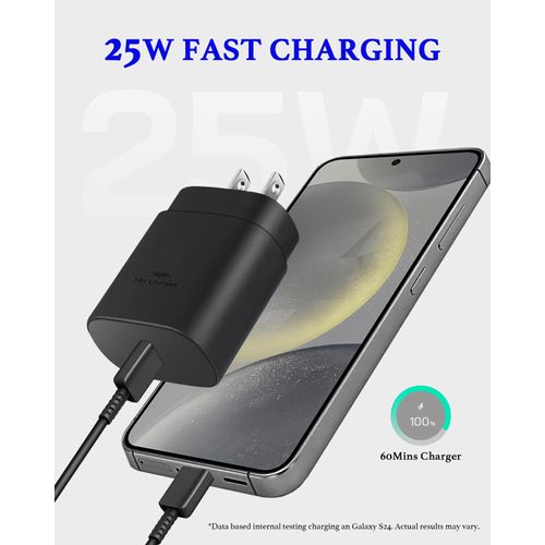 25W Type C Charger Fast Charging 10 ft, USB C Wall Charger Black with Fast Charger Type C Cord 10 Foot for Galaxy S25 Ultra/S25/S25+/S24 Ultra/S24/S24+/S23/S22 Ultra